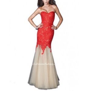 La Femme Strapless Evening Gown Style #18951
